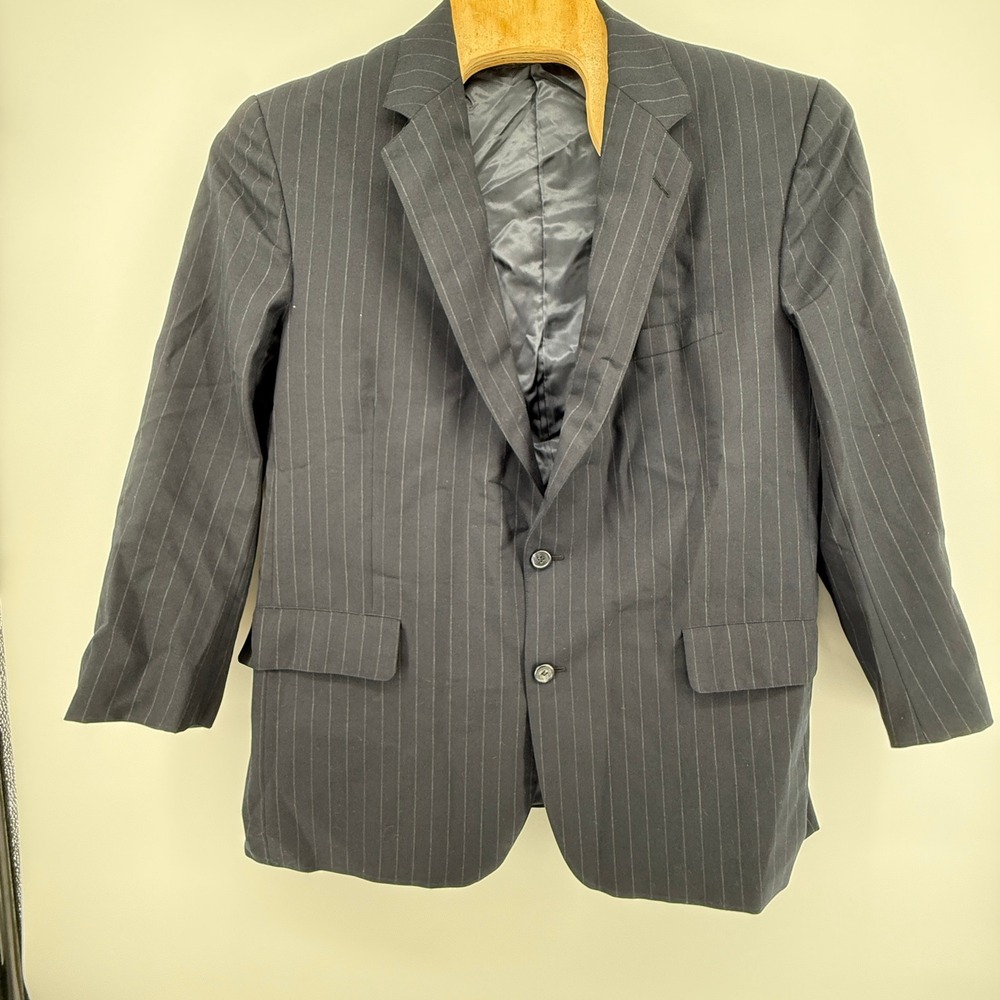 Brooks Brothers‎ Makers Brooksease Blazer Men 42/44R Navy Pinstripe Wool USA